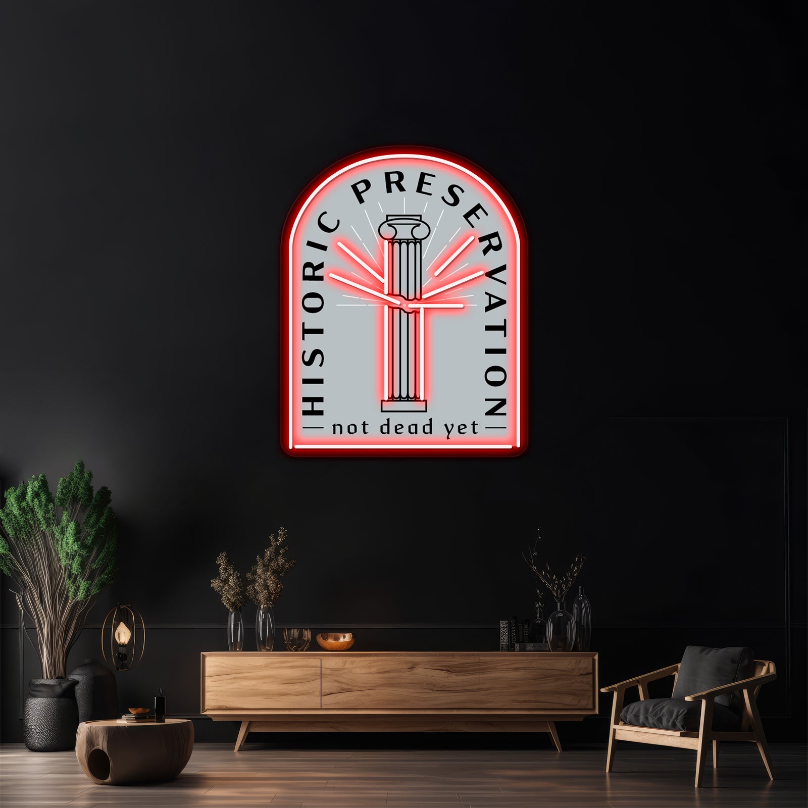 Historic Preservation Not Dead Yet Tombstone Artwork Large Neon Signs