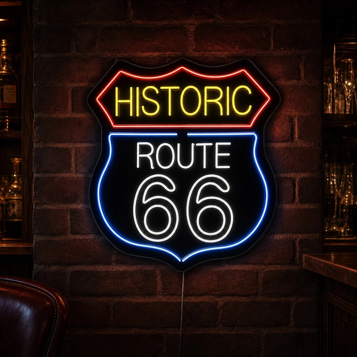 Historic Route 66 Bar LED Neon Sign high-converting product image