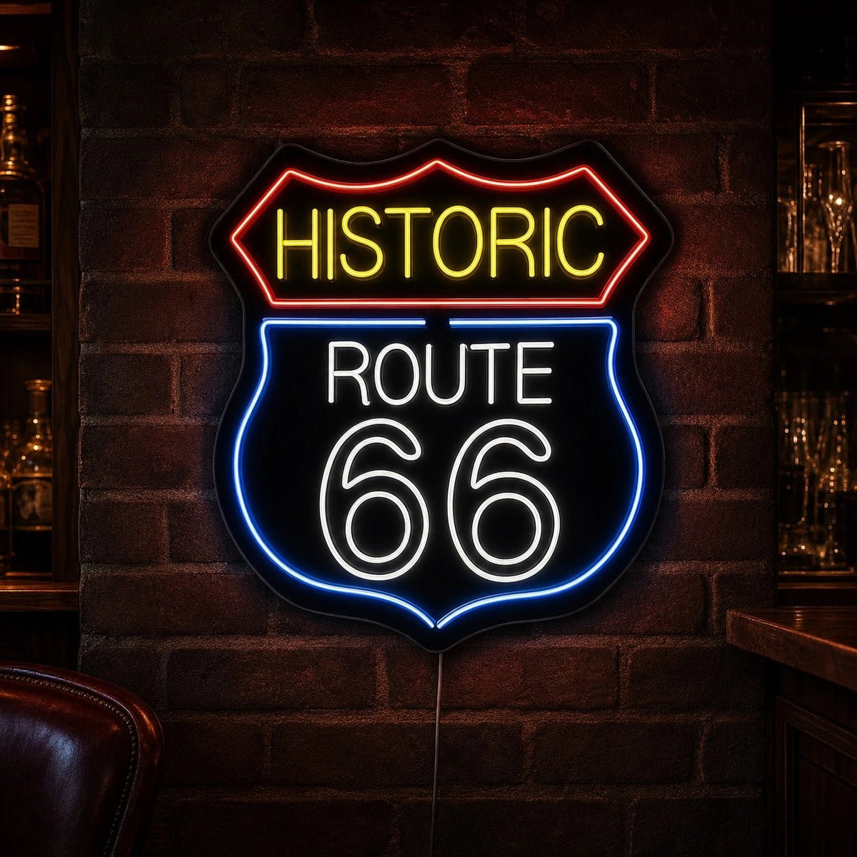 Historic Route 66 Bar LED Neon Sign - Shineneon