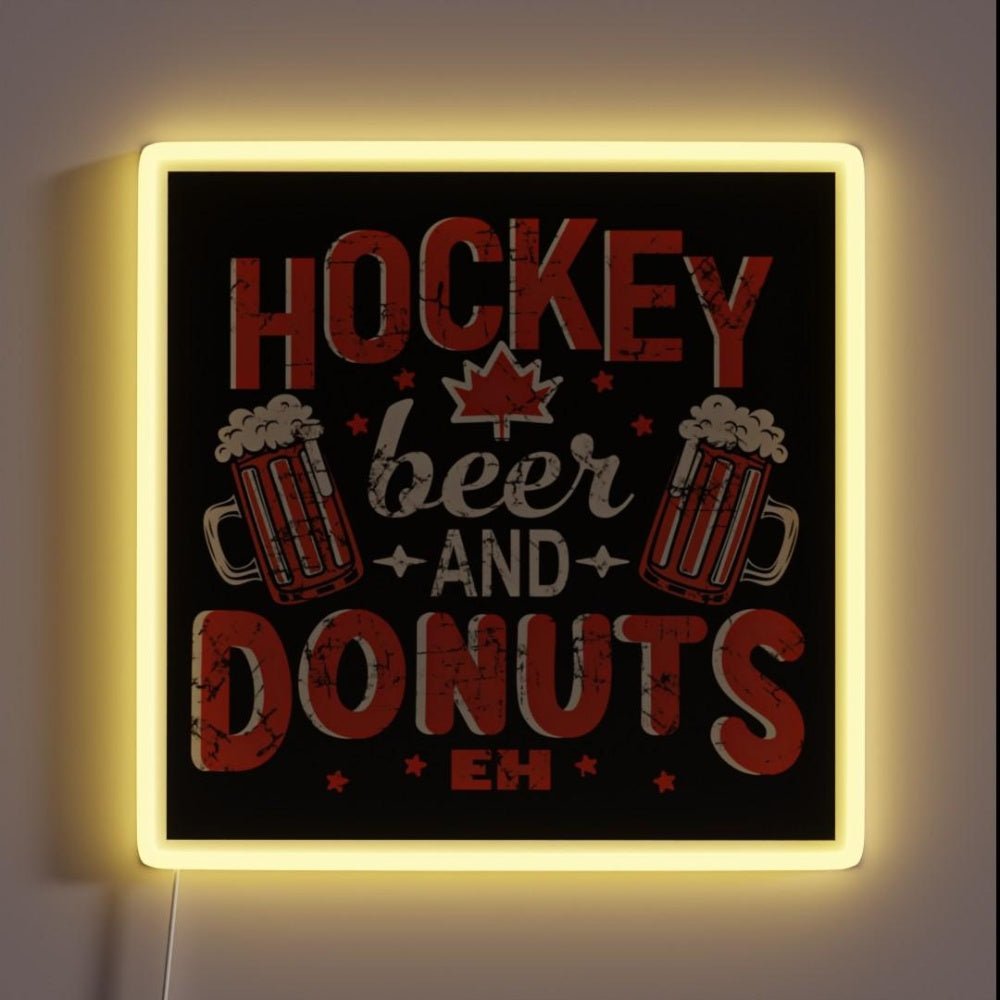 Hockey Beer And Donuts Eh Rgb Led Neon Sign - Shineneon