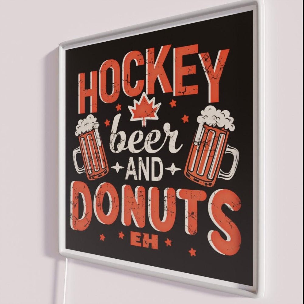 Hockey Beer And Donuts Eh Rgb Led Neon Sign - Shineneon