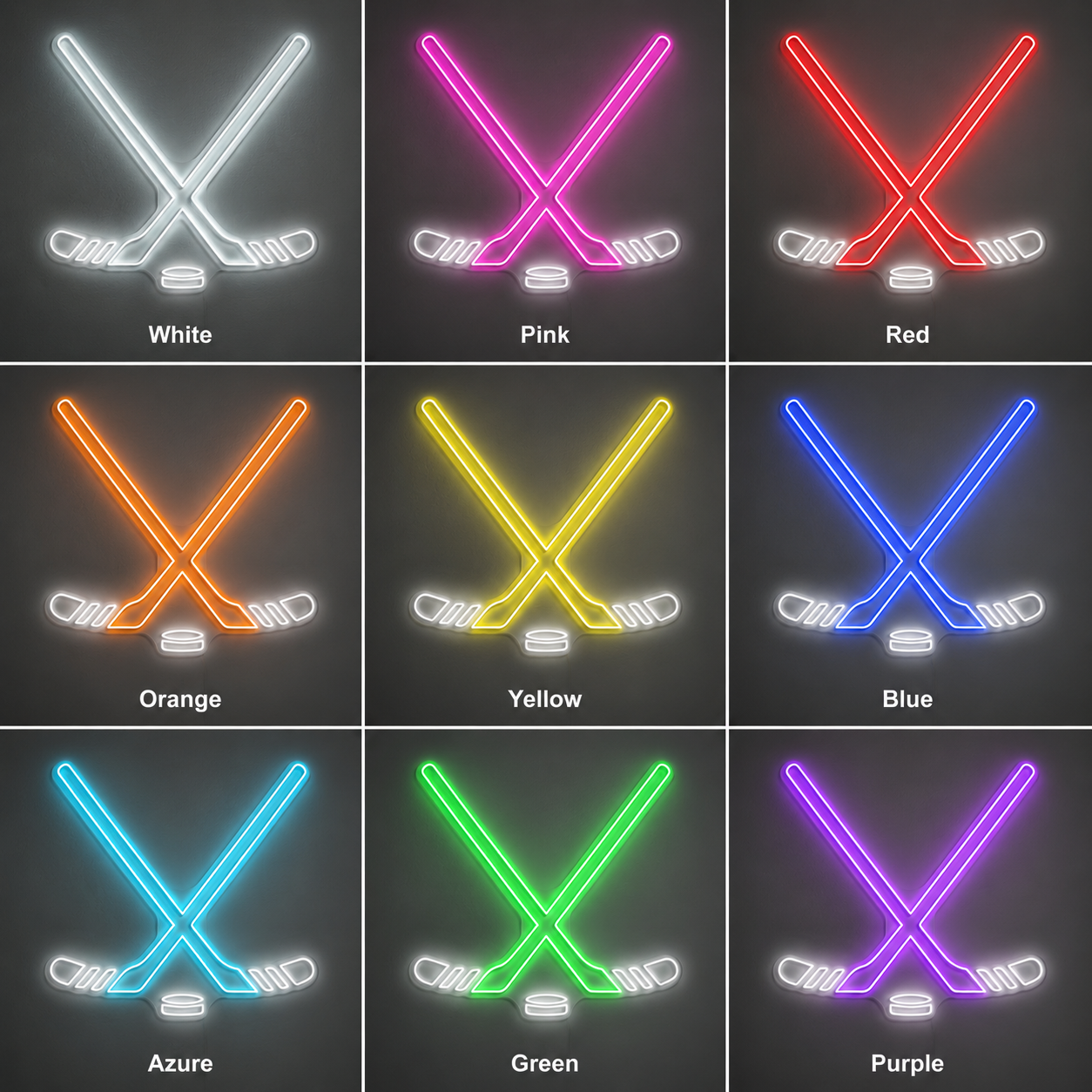 Hockey Sports Room LED Neon Sign color grid