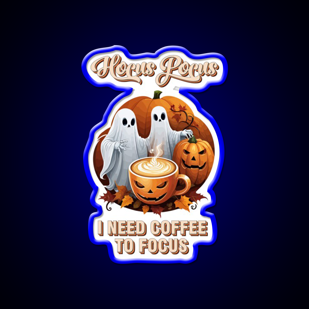 Hocus Pocus Coffee Halloween Latte Led Neon Sign Espresso Bar Art Rgb Color