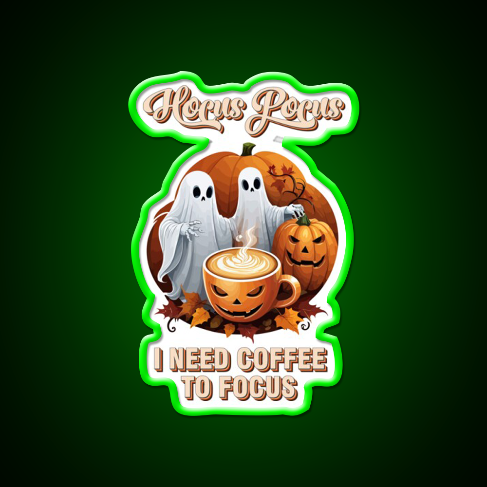 Hocus Pocus Coffee Halloween Latte Led Neon Sign Espresso Bar Art Rgb Color