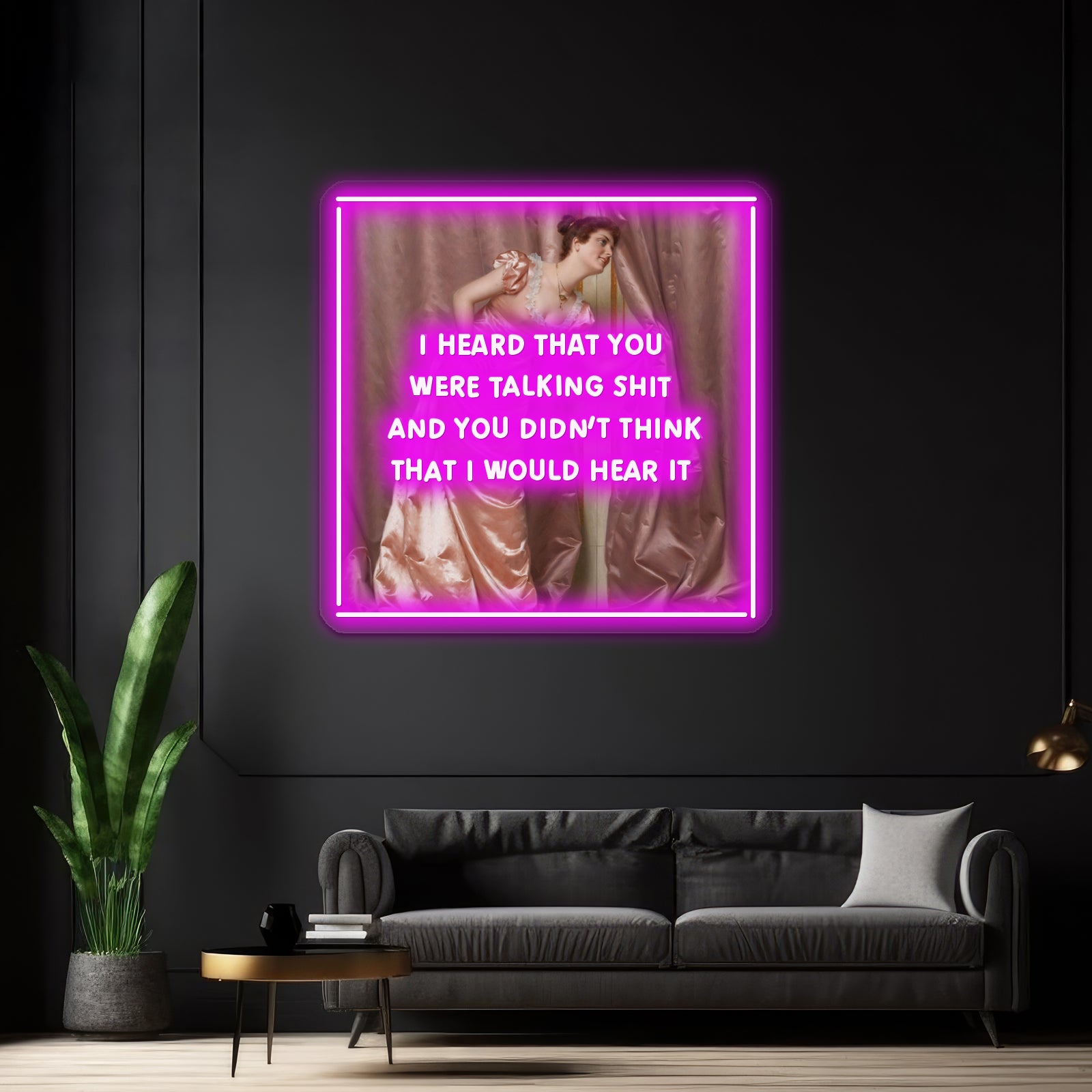 Hollaback Girl Eavesdropping Artwork Large Neon Signs - LED neon sign close-up detail