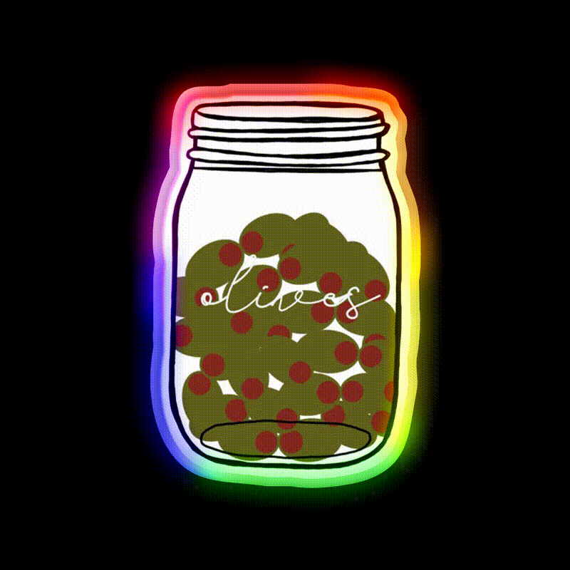 Holly S Olives Snack Food Led Neon Sign Rgb Color - LED neon sign close-up detail
