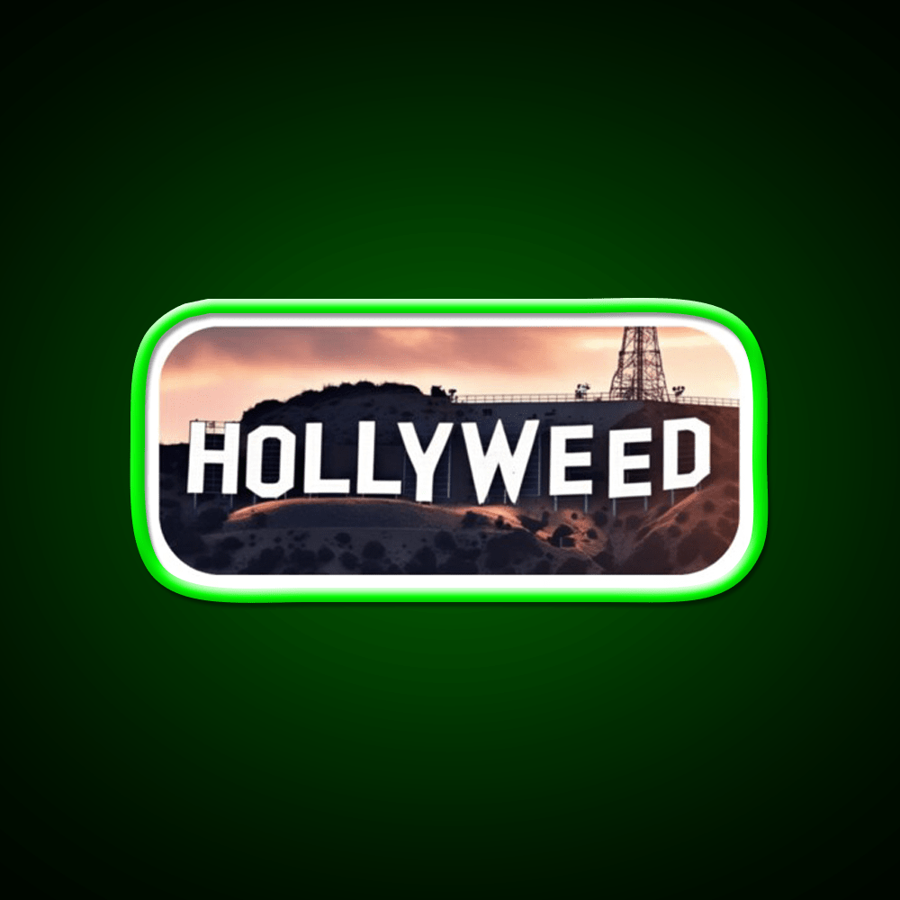 Hollyweed Hemp Inspired Green Leaf Led Neon Sign Rgb Color - Shineneon