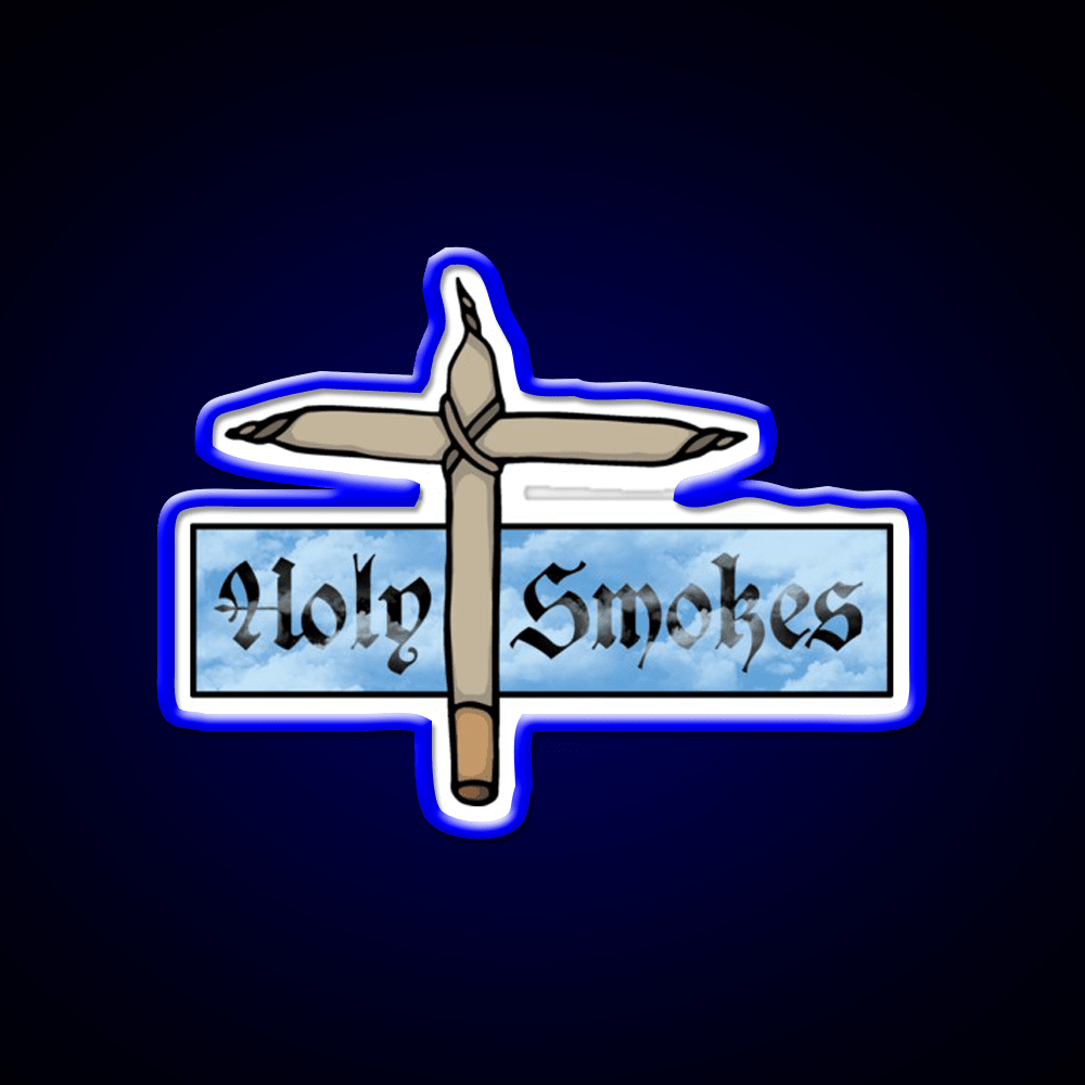Holy Smokes Hemp Inspired Green Leaf Led Neon Sign Rgb Color - Shineneon