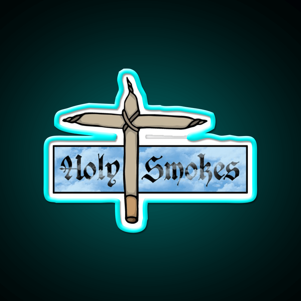 Holy Smokes Hemp Inspired Green Leaf Led Neon Sign Rgb Color - Shineneon