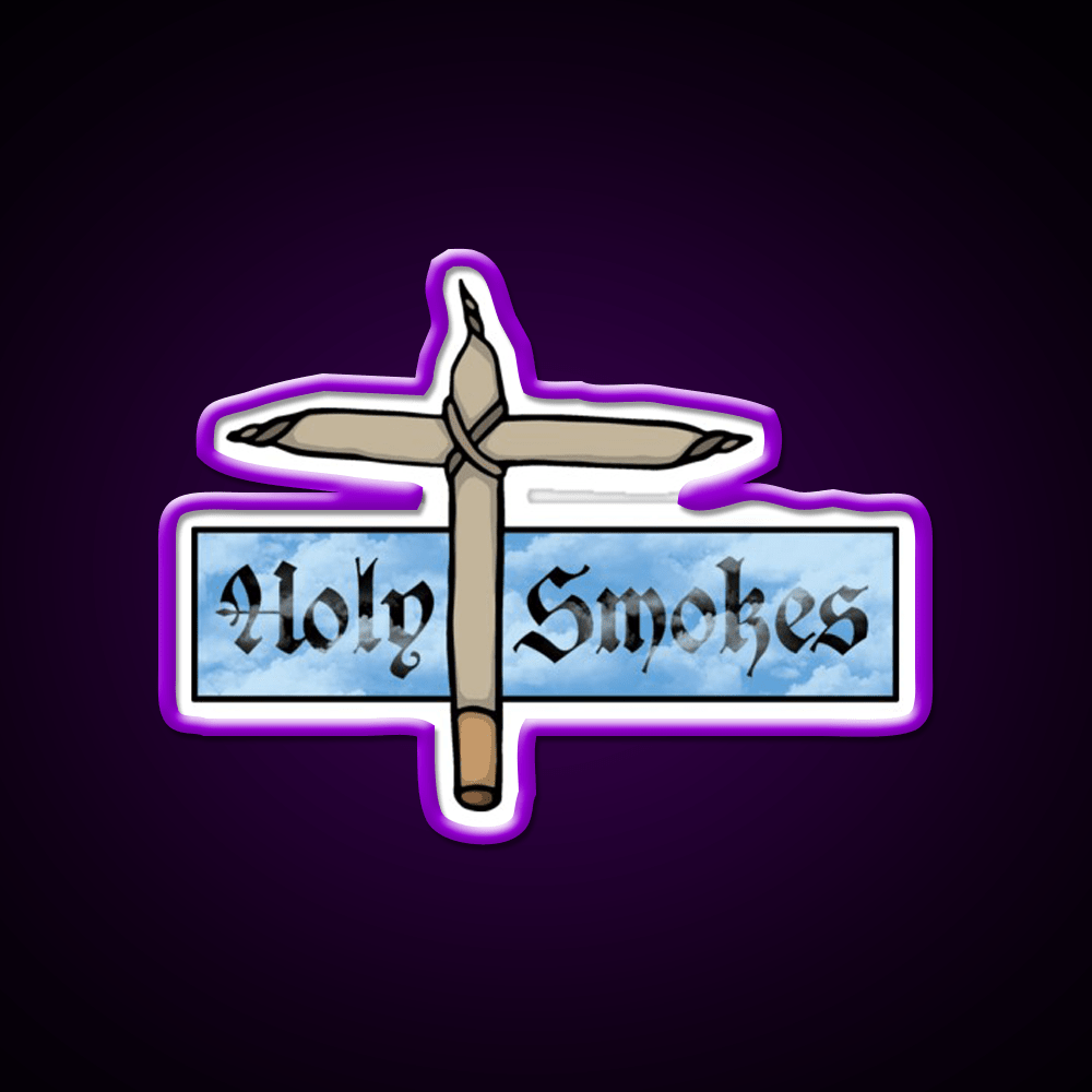 Holy Smokes Hemp Inspired Green Leaf Led Neon Sign Rgb Color - Shineneon