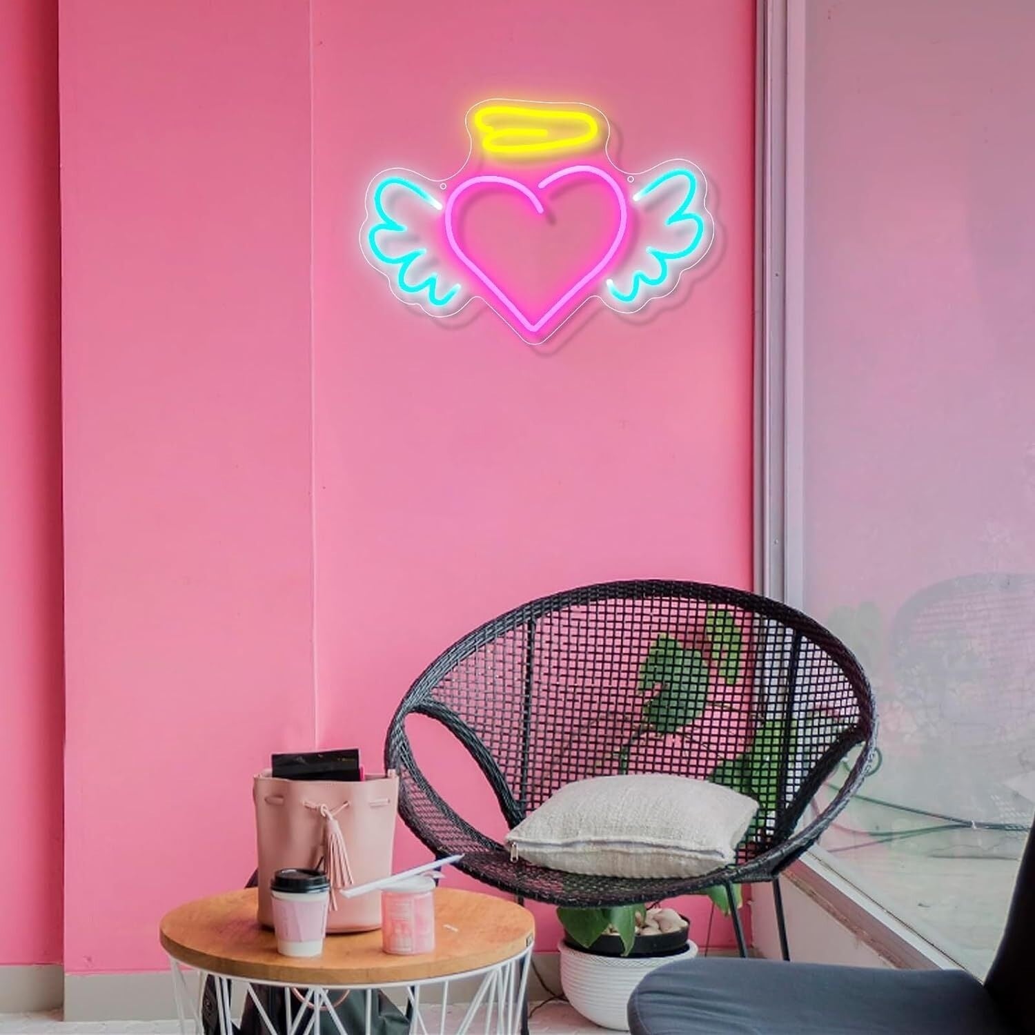 Home Decor Angelic Deep Pink Heart Neon Sign | Shineneon