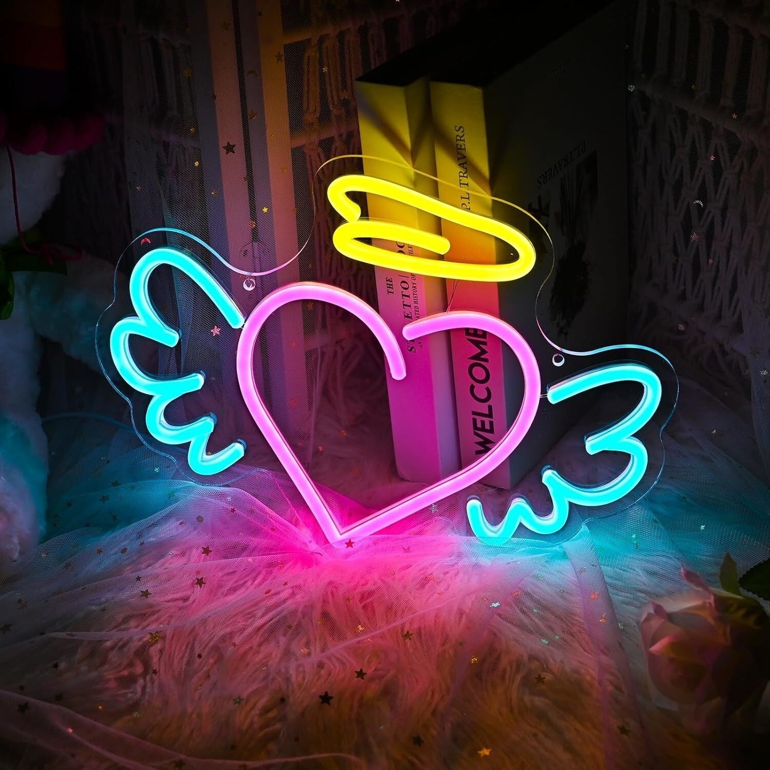 Home Decor Angelic Deep Pink Heart Neon Sign | Shineneon