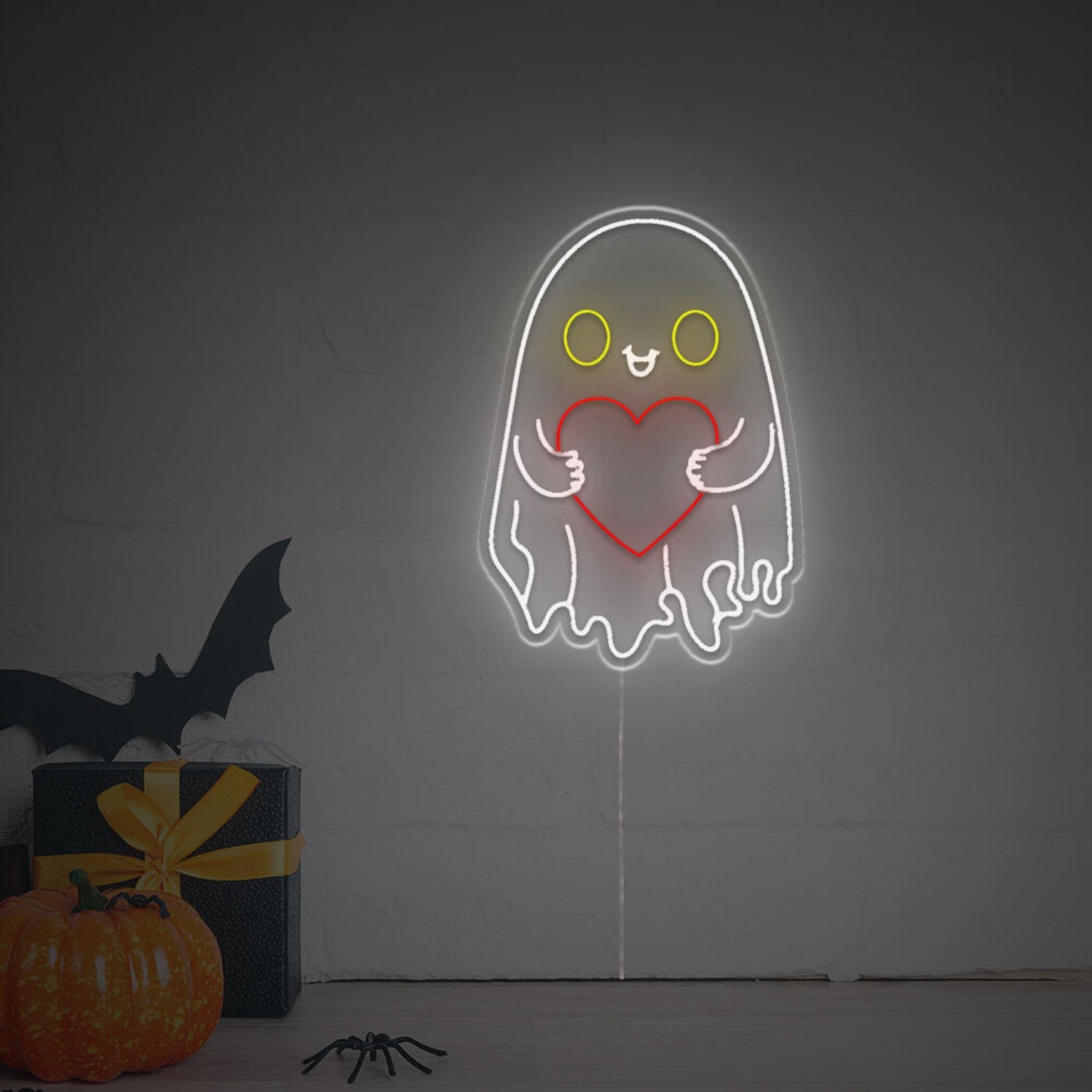 Home Decor With The Halloween Cute Ghost Heart Led Neon Sign | Shineneon