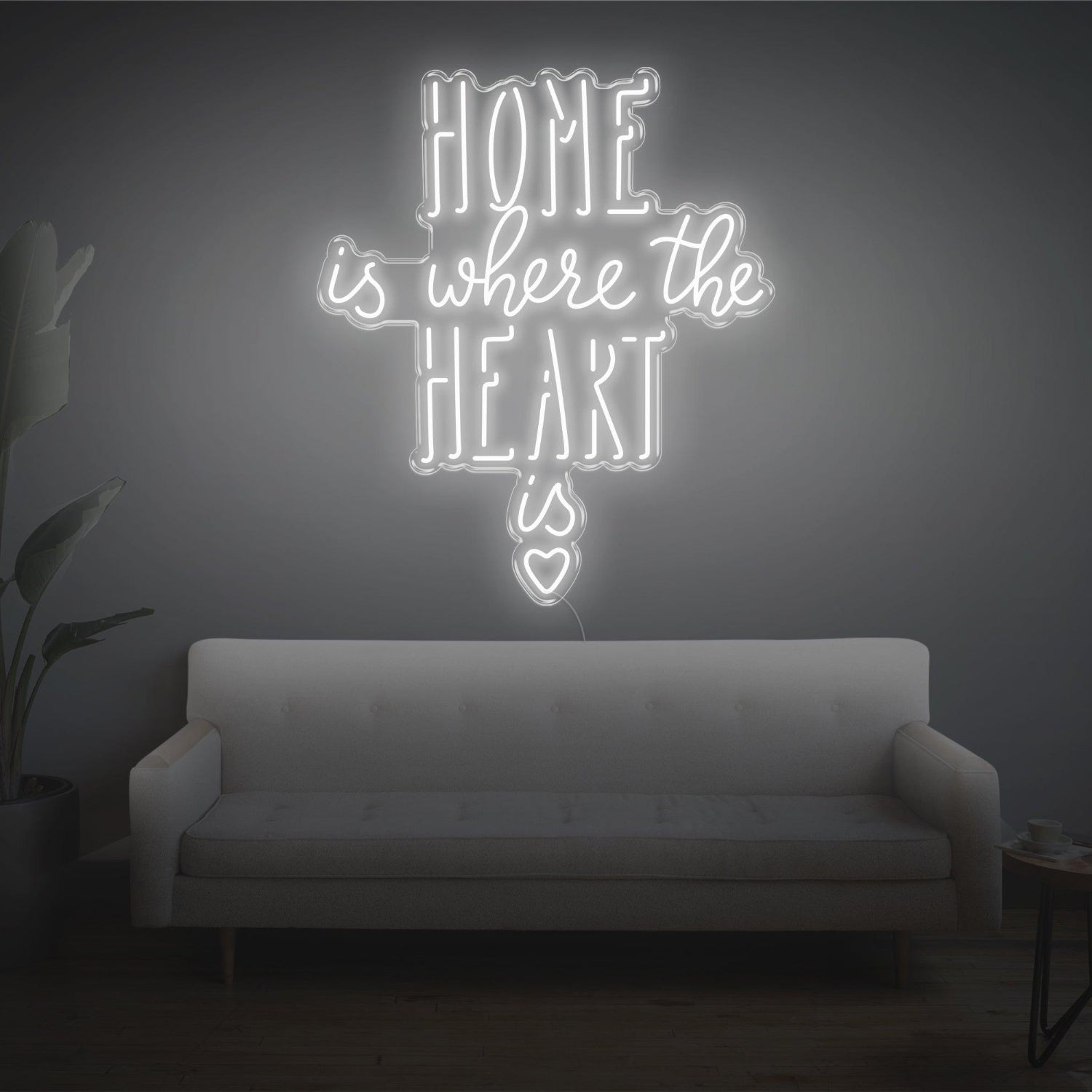 Home Is Where The Heart Is Warm Yellow Heart Led Neon Sign For Home Decor | Shineneon