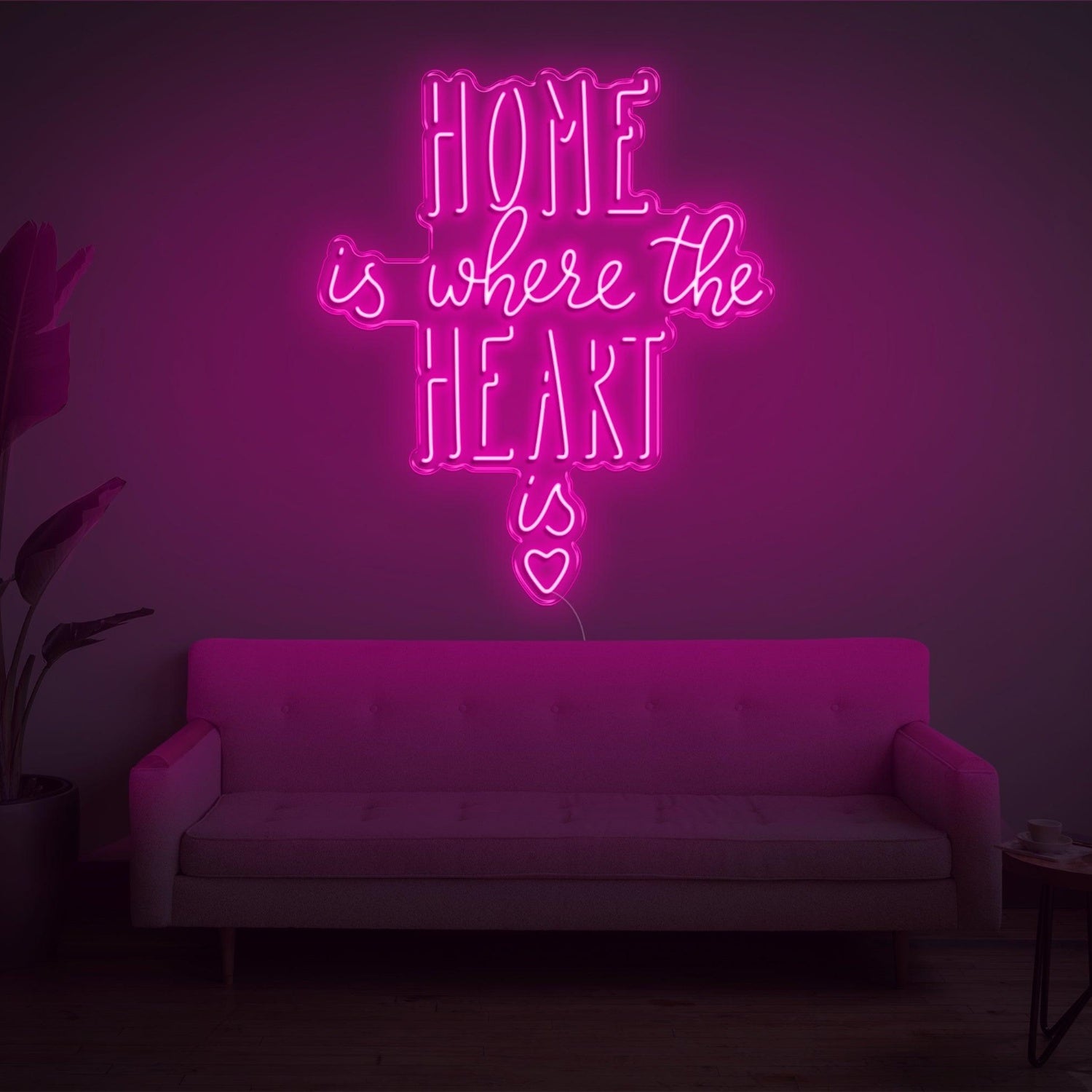 Home Is Where The Heart Is Warm Yellow Heart Led Neon Sign For Home Decor | Shineneon