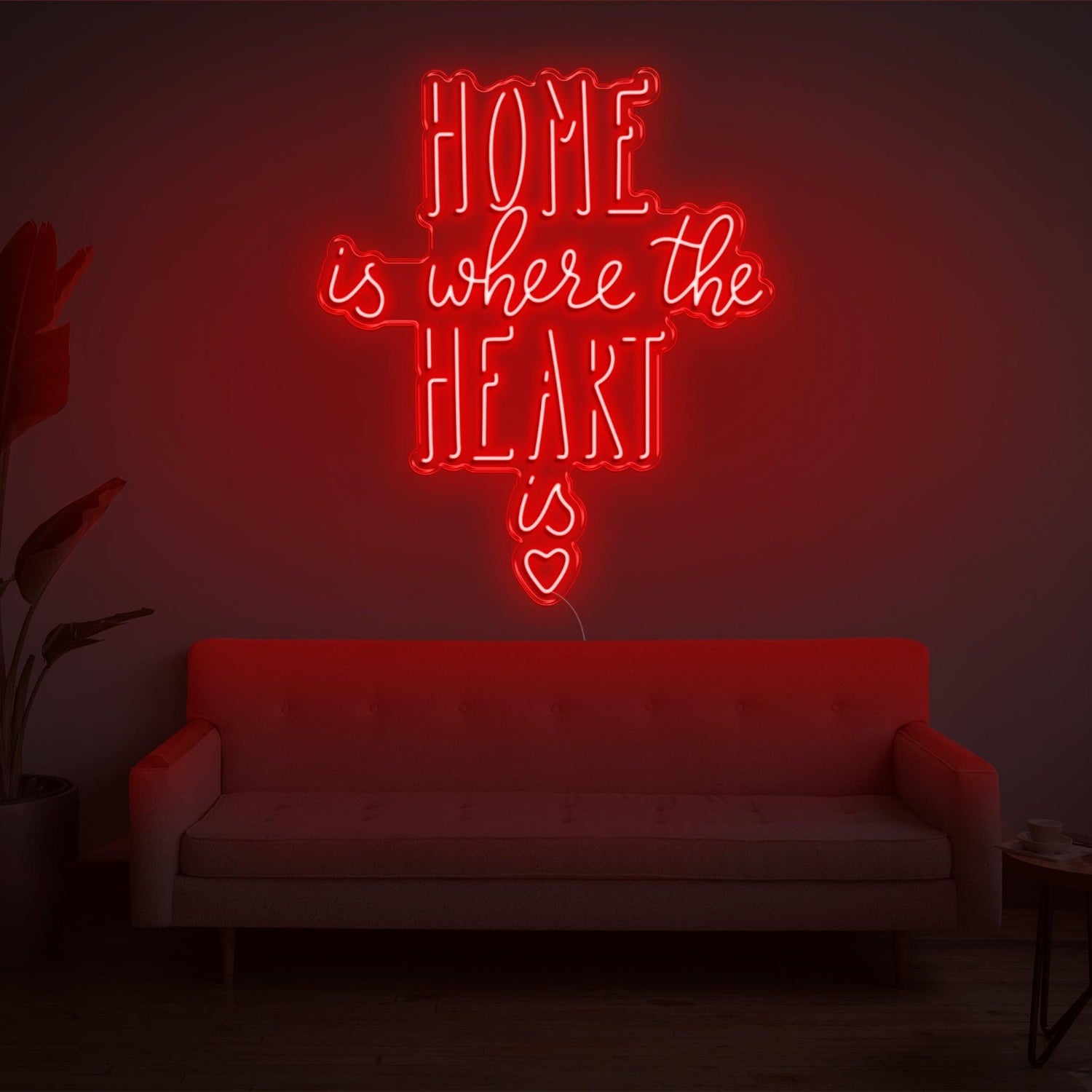 Home Is Where The Heart Is Warm Yellow Heart Led Neon Sign For Home Decor | Shineneon