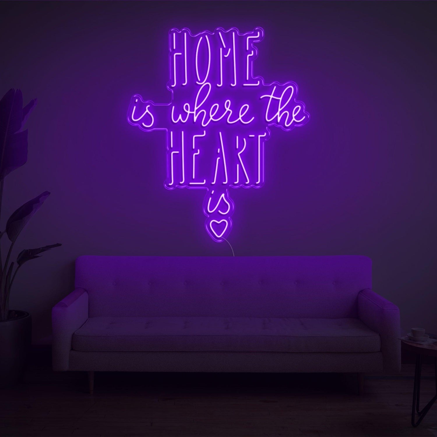 Home Is Where The Heart Is Warm Yellow Heart Led Neon Sign For Home Decor | Shineneon