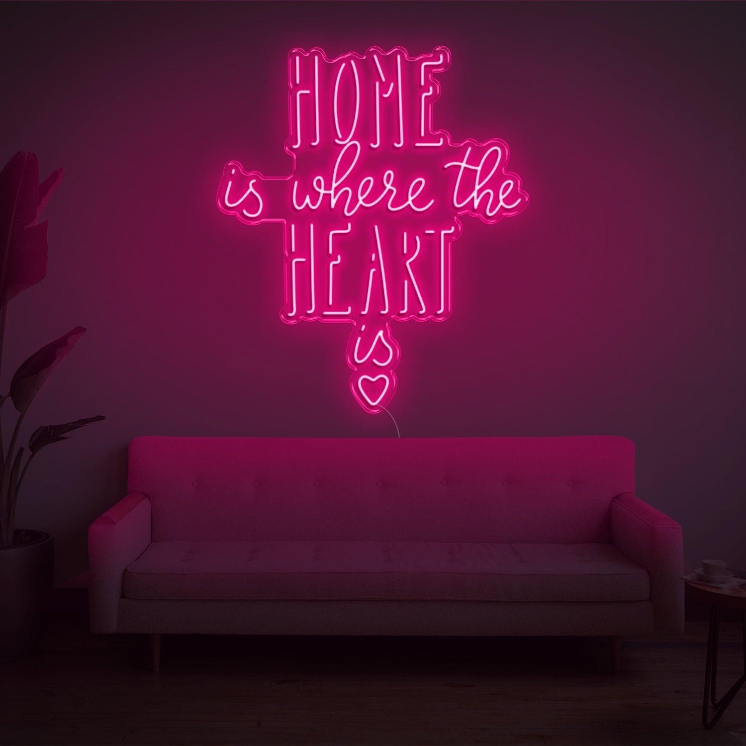 Home Is Where The Heart Is Warm Yellow Heart Led Neon Sign For Home Decor | Shineneon