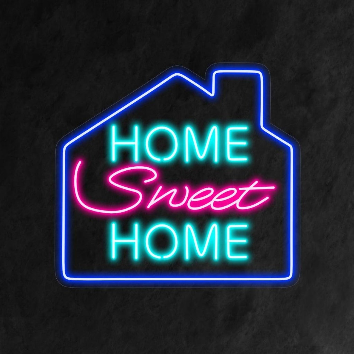 Home Sweet Home Blue-Green-Pink Led Neon Sign For Indoor Wall Decor | Shineneon