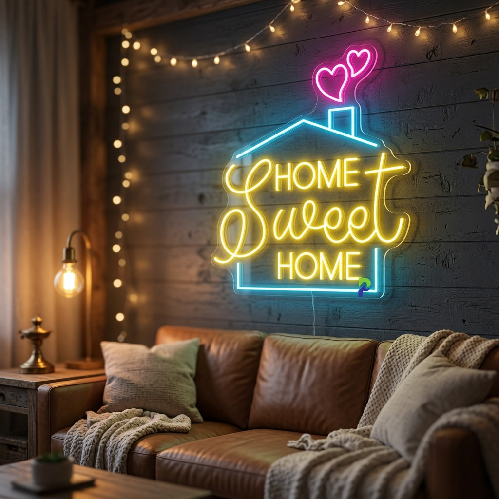Home Sweet Home LED Neon Sign Bedroom Decor - 03 Real Lifestyle Scene