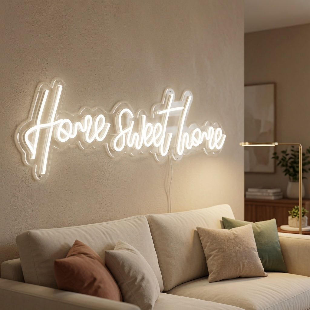 Home Sweet Home LED Neon Sign Living Room Decor Wall Neon Sign - 03 Real Lifestyle Scene