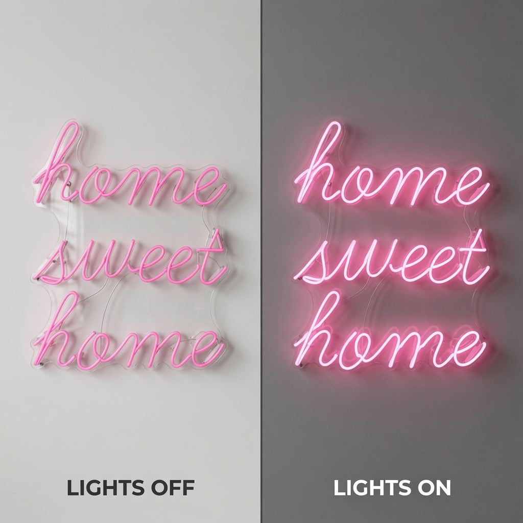Home Sweet Home Minimal Wall Decor LED Neon Sign Wall Neon Sign - 06 Day Night Comparison