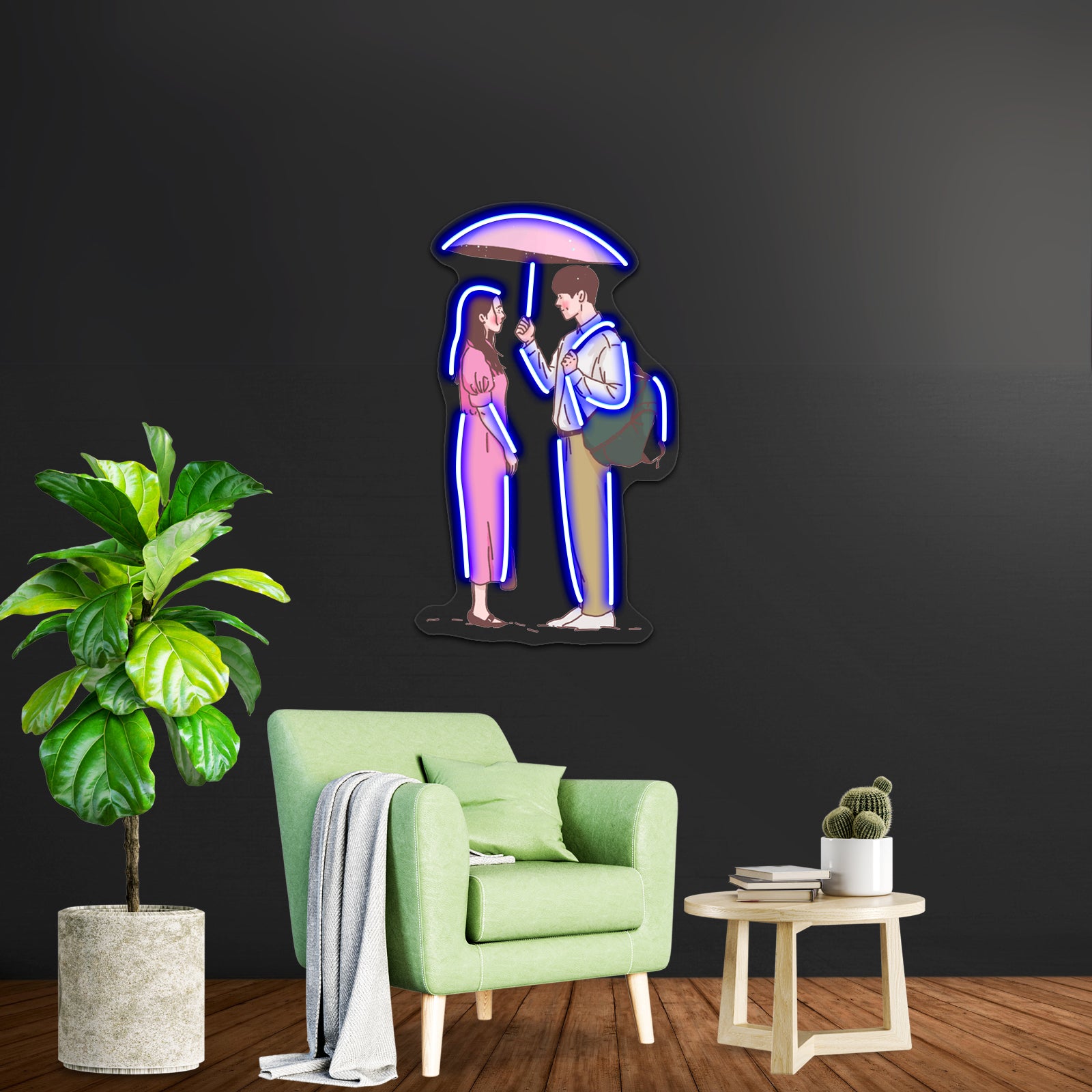 Hometown Cha Cha Cha Rainy Beach Artwork Large Neon Signs - LED neon sign view 5