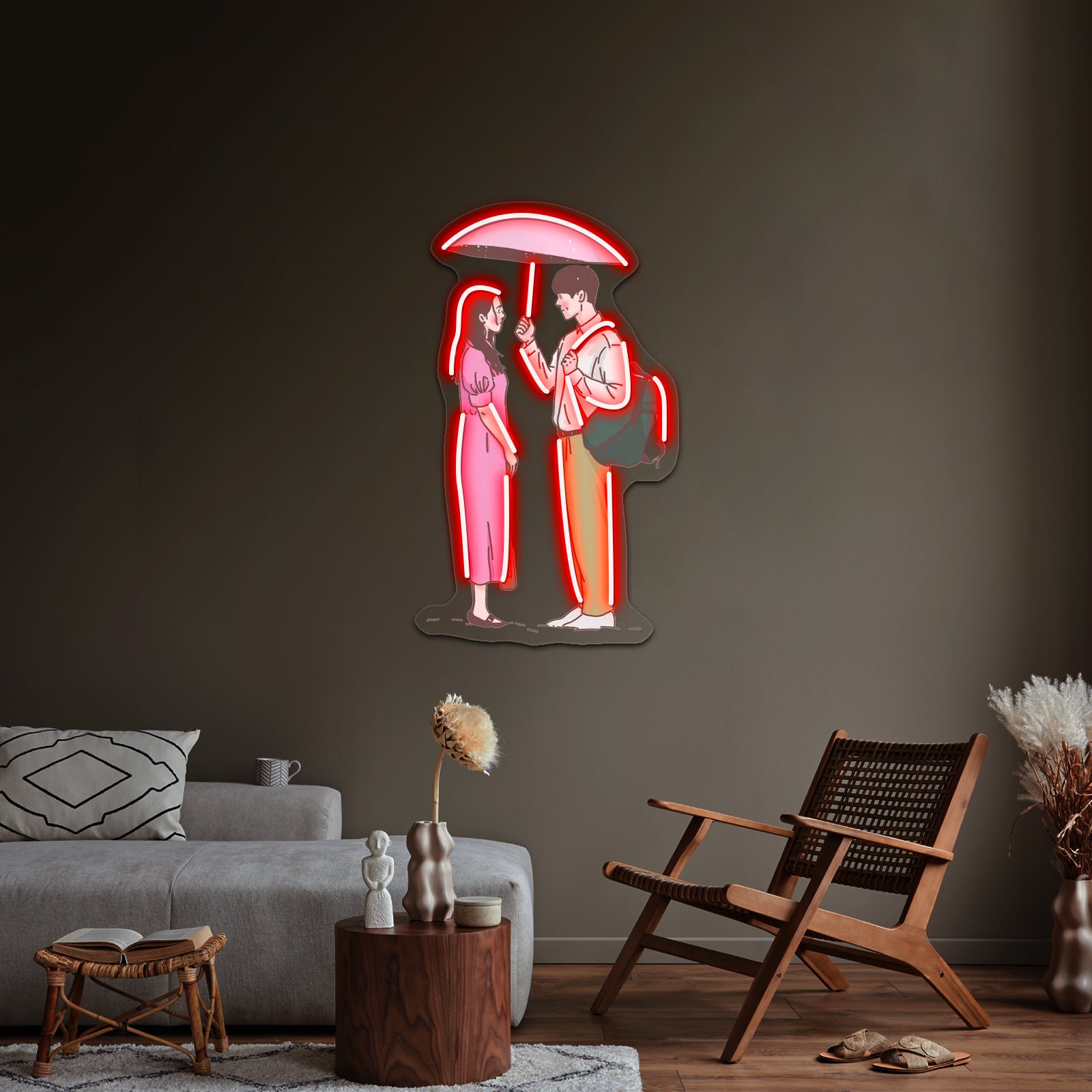 Hometown Cha Cha Cha Rainy Beach Artwork Large Neon Signs - Custom LED neon sign front view