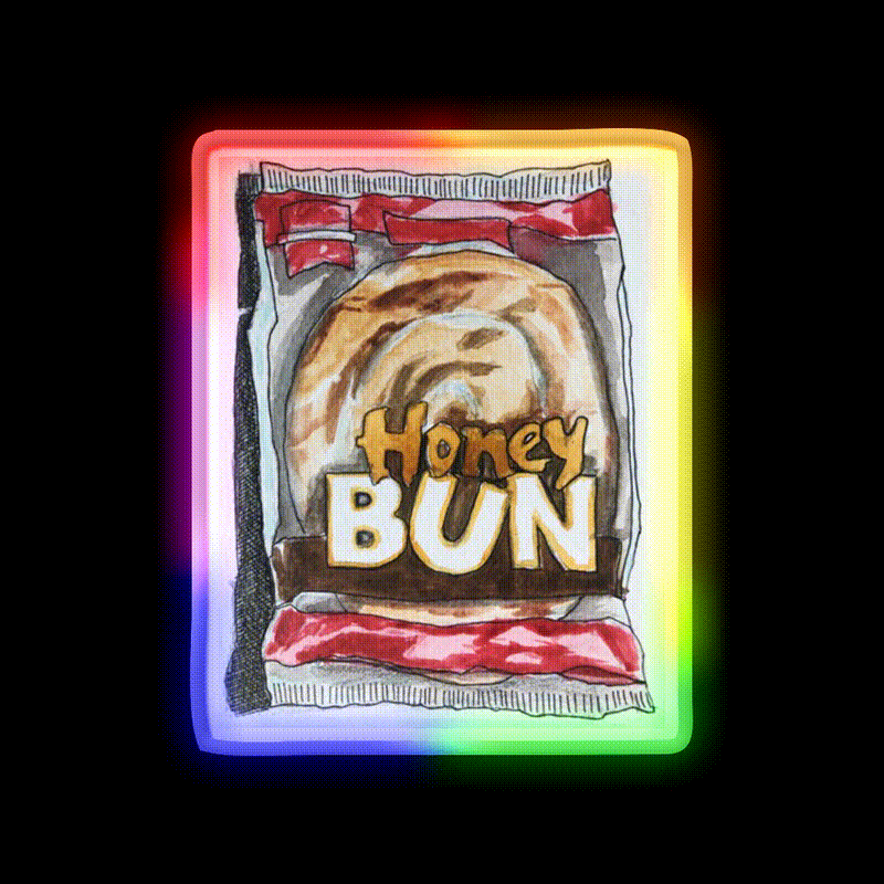 Honey Bun Snack Food Led Neon Sign Rgb Color - LED neon sign close-up detail