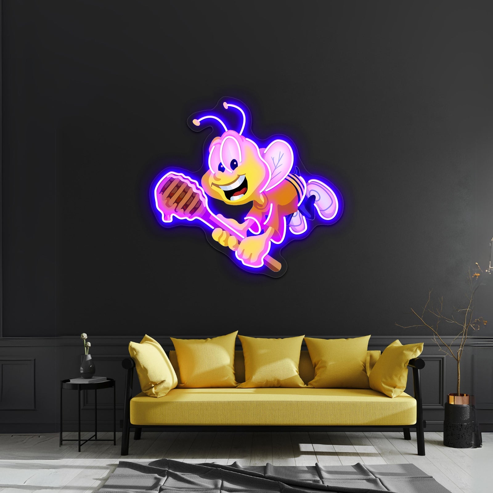 Honey Nut Mascot Buzz The Bee Illustration Artwork Led Custom Signs - Shineneon