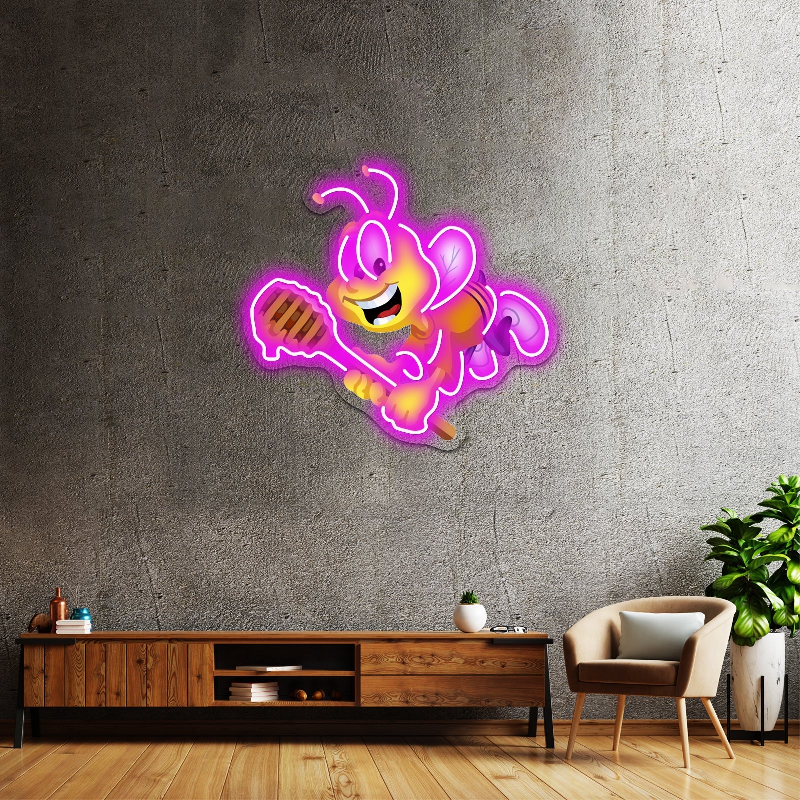 Honey Nut Mascot Buzz The Bee Illustration Artwork Led Custom Signs - Shineneon