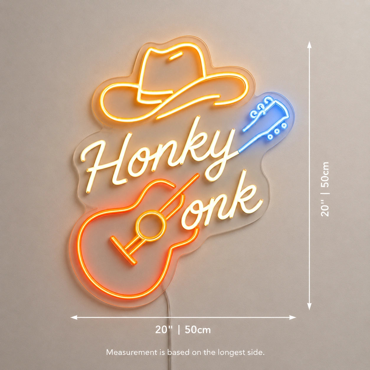 Honey Tonk Guitar Neon Sign LED Neon Sign size image