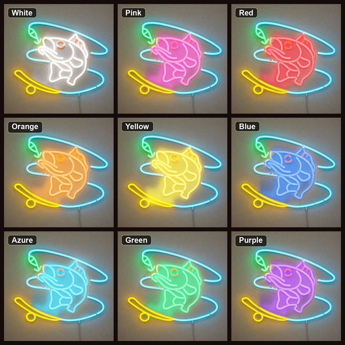Hooked Bass Fish And Fishing Line LED Neon Sign - Shineneon