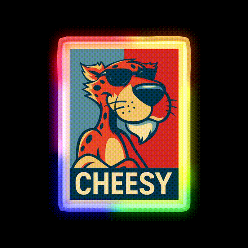 Hope Chester Cheetah Snack Food Led Neon Sign Rgb Color - LED neon sign close-up detail