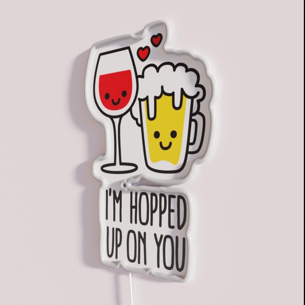 Hopped Up On You Funny Valentines Day Couples Rgb Led Neon Sign - Shineneon