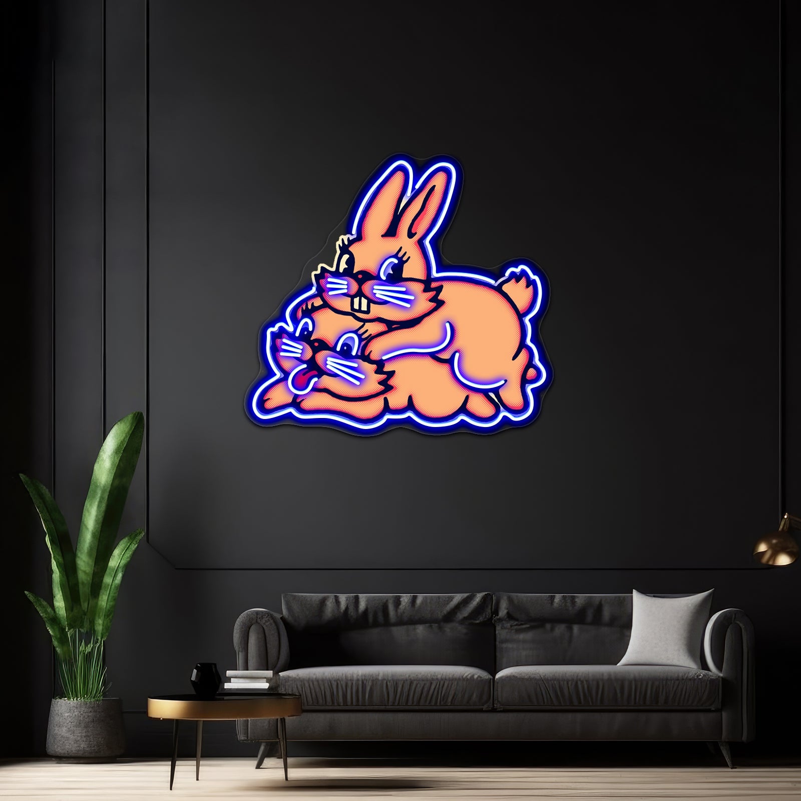 Hopping Bunnies By Lobo Tomy Artwork Led Custom Signs - Shineneon