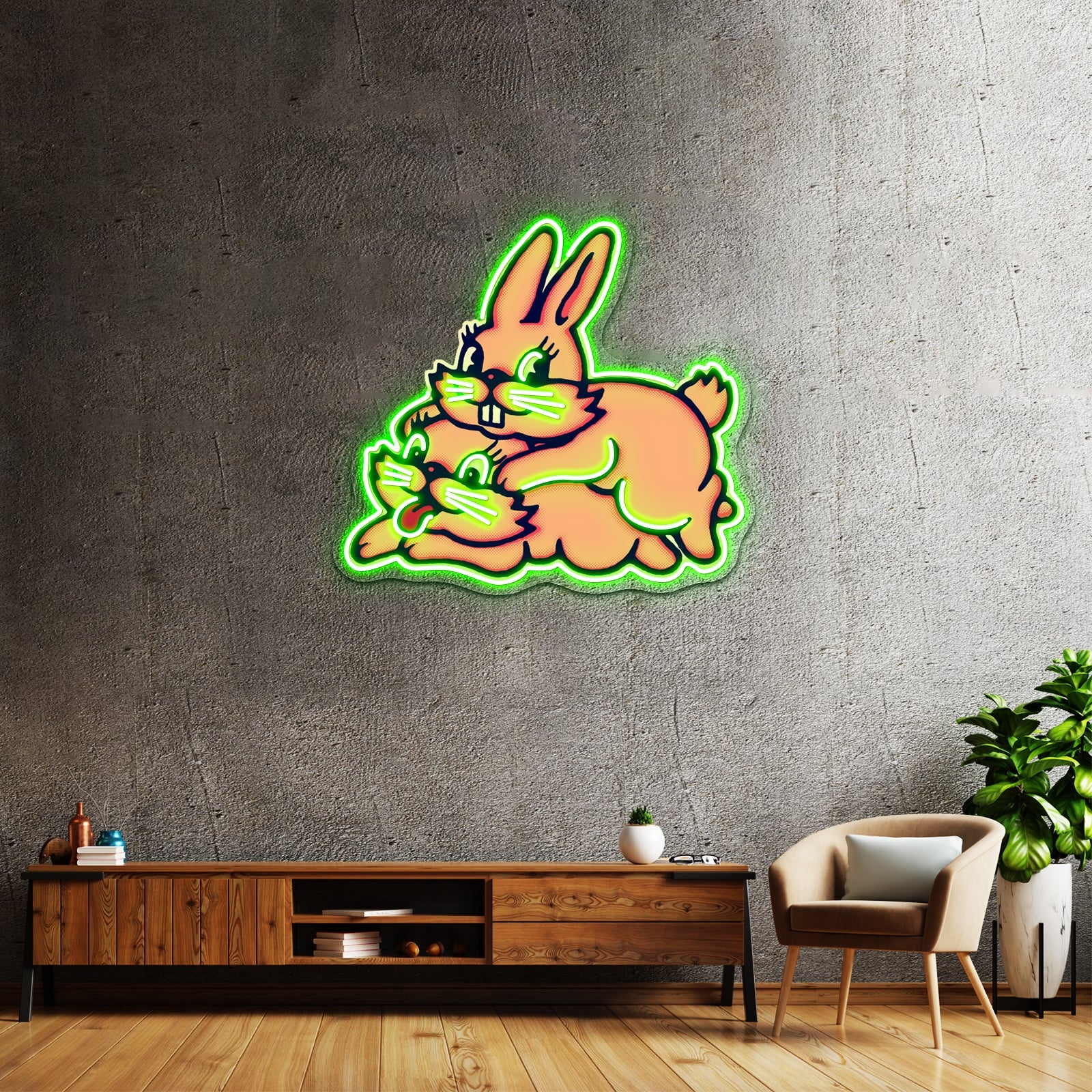 Hopping Bunnies By Lobo Tomy Artwork Led Custom Signs - Shineneon