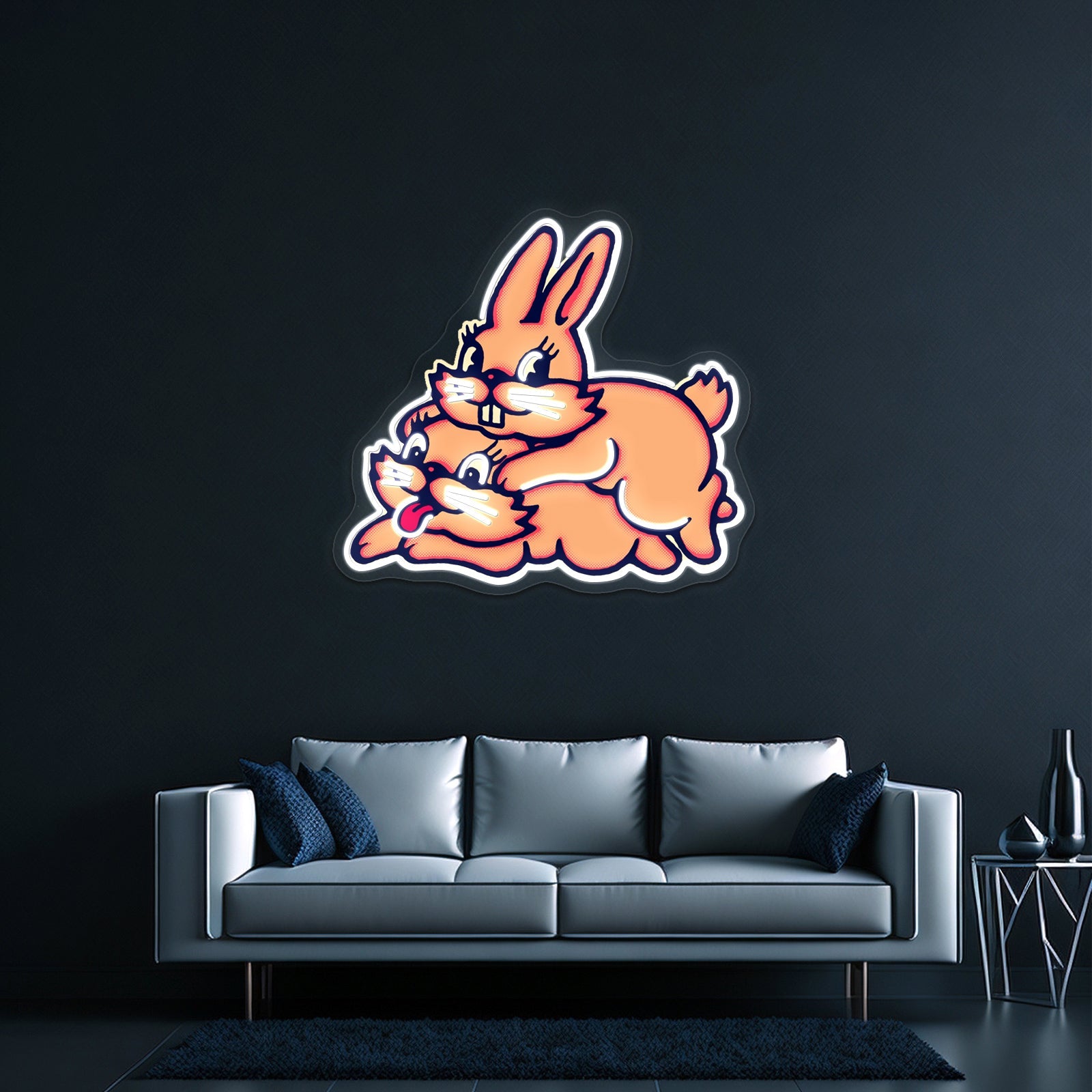 Hopping Bunnies By Lobo Tomy Artwork Led Custom Signs - Shineneon