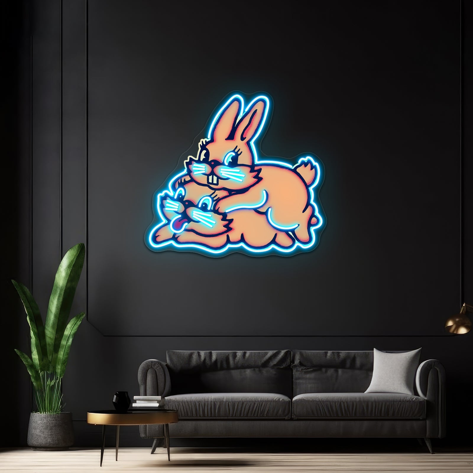 Hopping Bunnies By Lobo Tomy Artwork Led Custom Signs - Shineneon