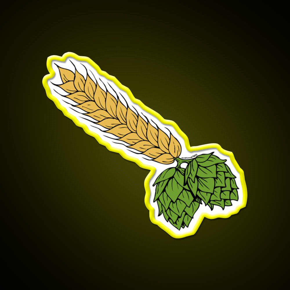 Hops And Barley Beer Bar Decor Led Neon Sign Rgb Color - Custom LED neon sign front view