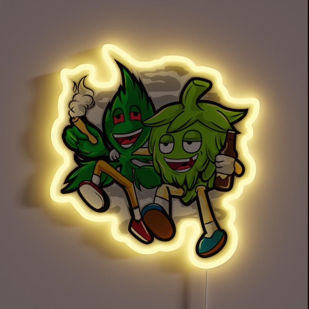 Hops Potholes Craft Beer Cannabis Hemp Friends Rgb Led Neon Sign - Shineneon