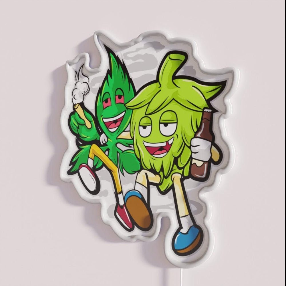 Hops Potholes Craft Beer Cannabis Hemp Friends Rgb Led Neon Sign - Shineneon