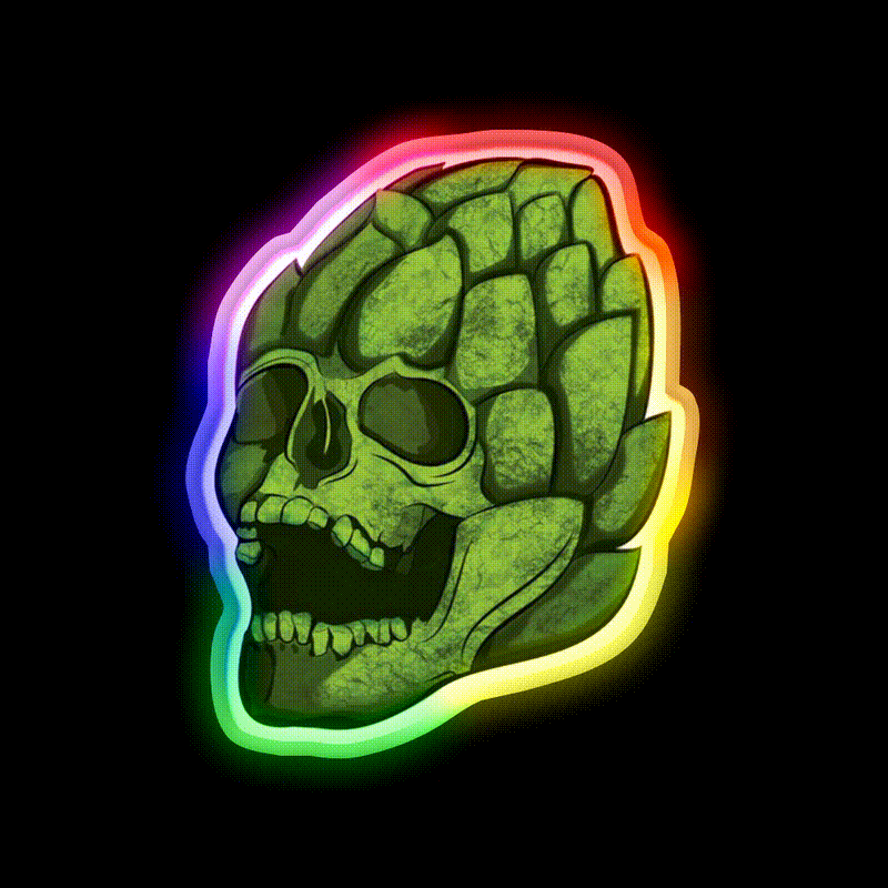 Hopskull Beer Bar Decor Led Neon Sign Rgb Color - LED neon sign close-up detail