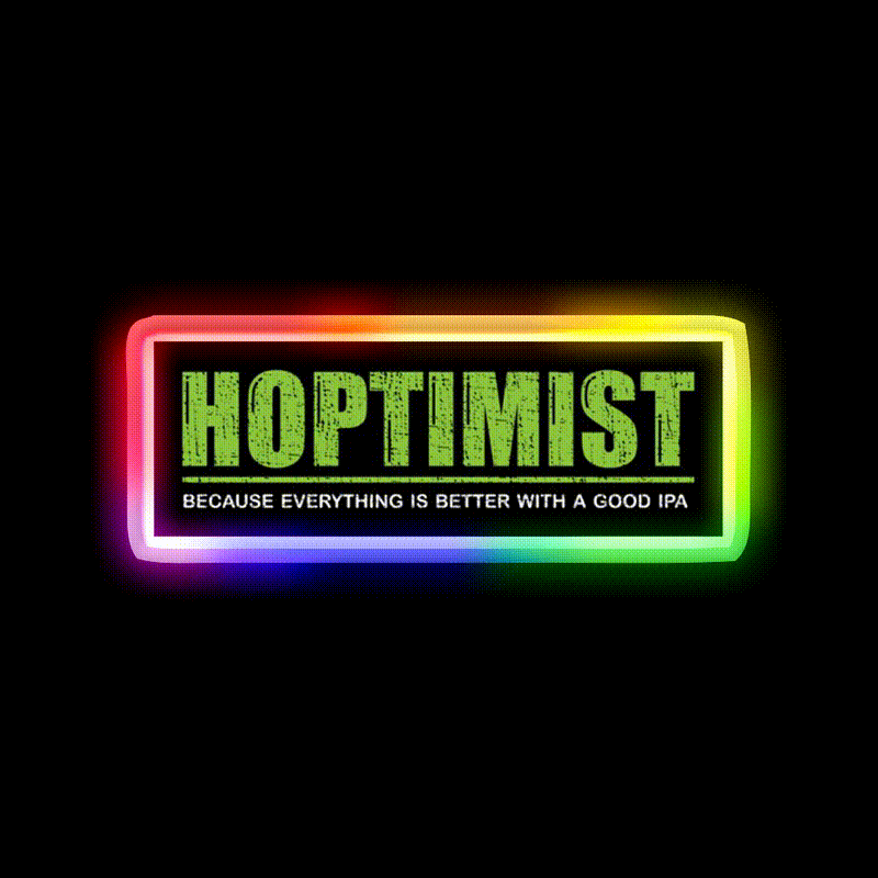Hoptimist Everything Is Better With A Good Ipa Beer Bar Decor Led Neon Sign Rgb Color - LED neon sign close-up detail