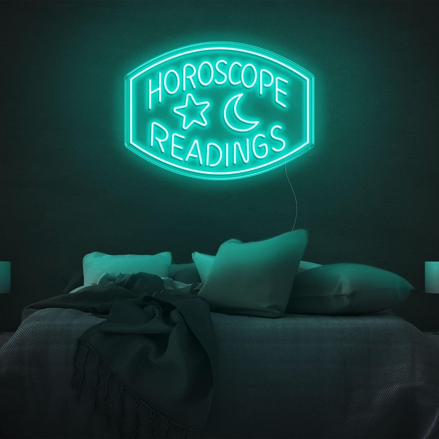 Horoscope Readings Star Moon Blue Led Neon Sign For Zodiac Bedroom Decor | Shineneon