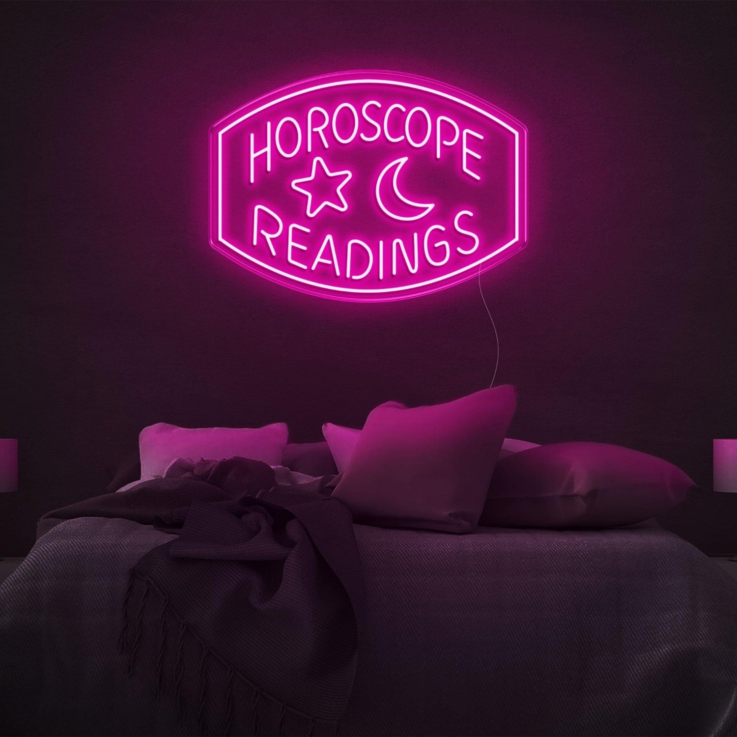 Horoscope Readings Star Moon Blue Led Neon Sign For Zodiac Bedroom Decor | Shineneon