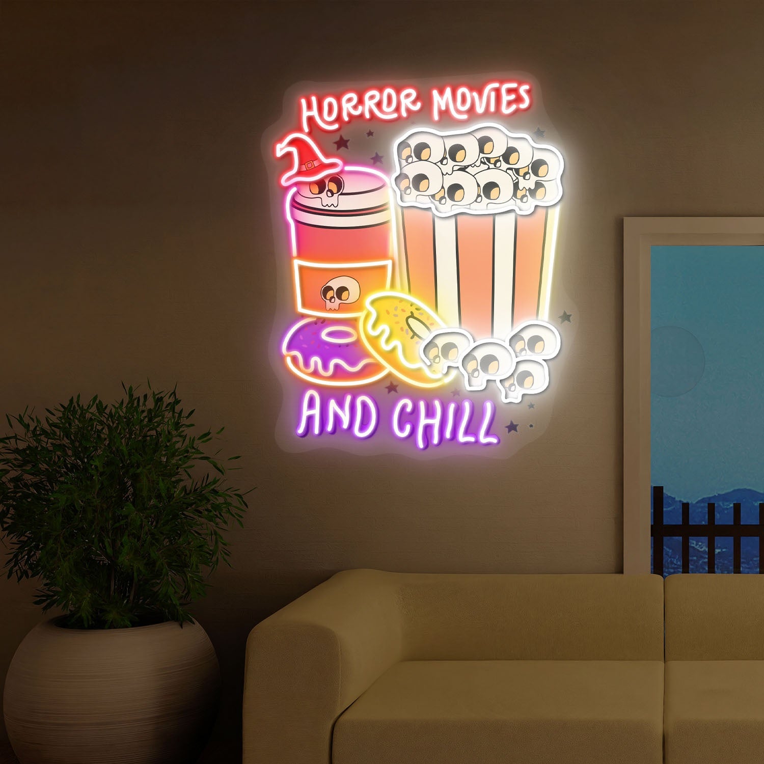 Horror Movies And Chill Halloween Acrylic Led Neon Sign | Shineneon