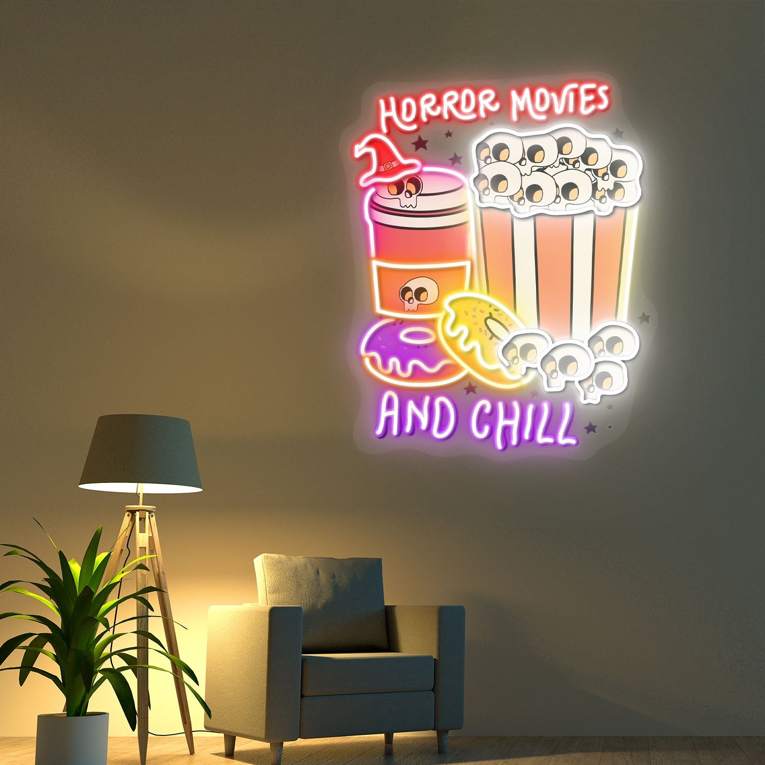 Horror Movies And Chill Halloween Acrylic Led Neon Sign | Shineneon