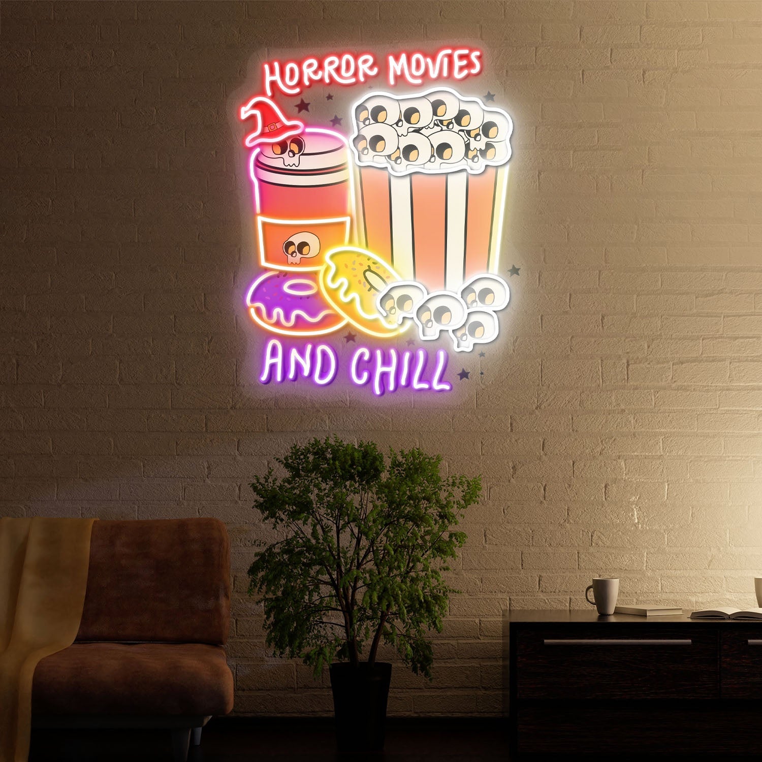 Horror Movies And Chill Halloween Acrylic Led Neon Sign | Shineneon