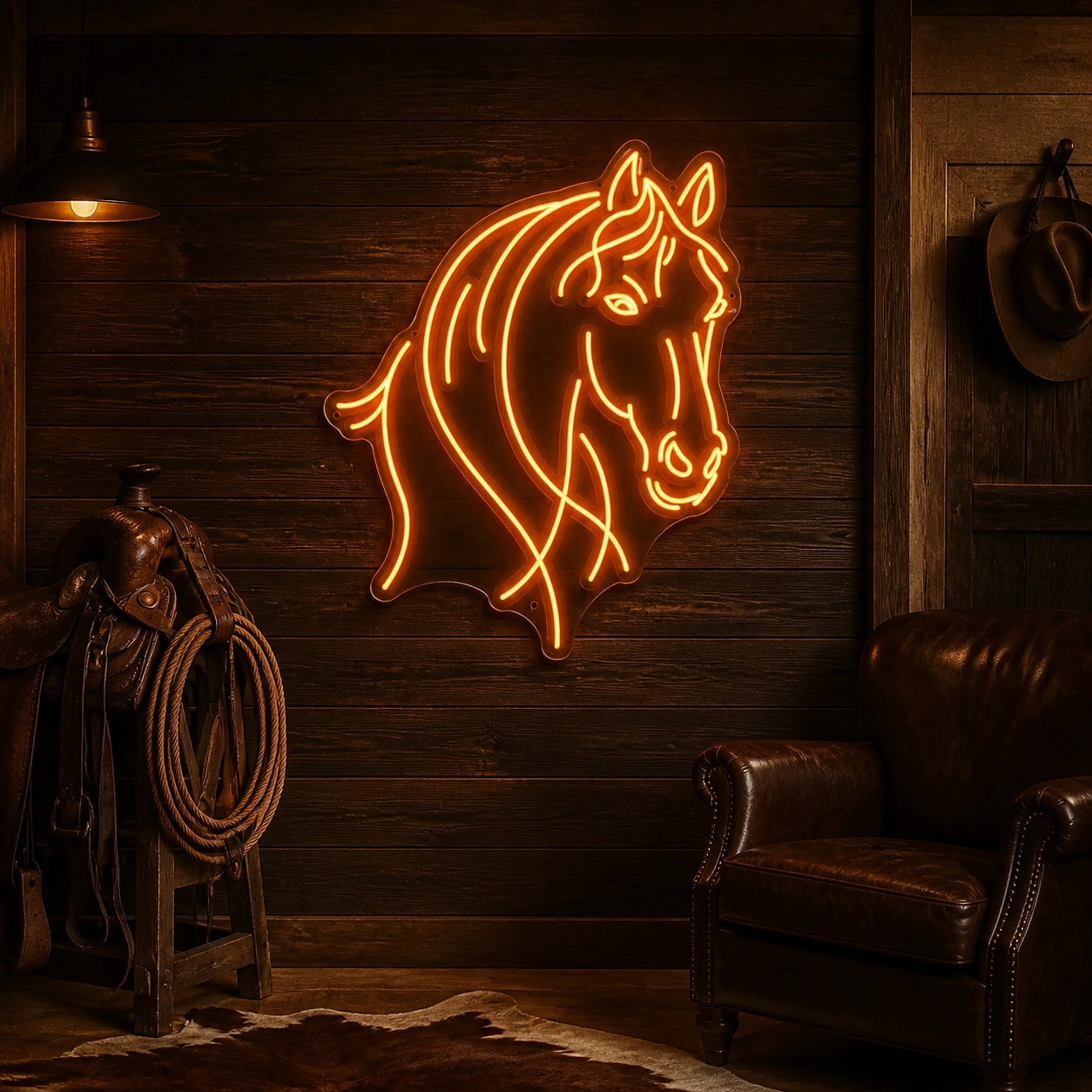 Horse Head Wall Art Vintage LED Neon Sign real lifestyle scene